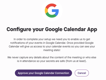 Approve your google calendar connection