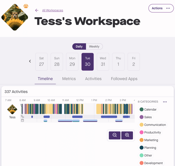 Personal Workspace - categories